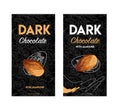 Packaging design chocolate. Vector illustration. Pack design dark chocolate with almond. Royalty Free Stock Photo